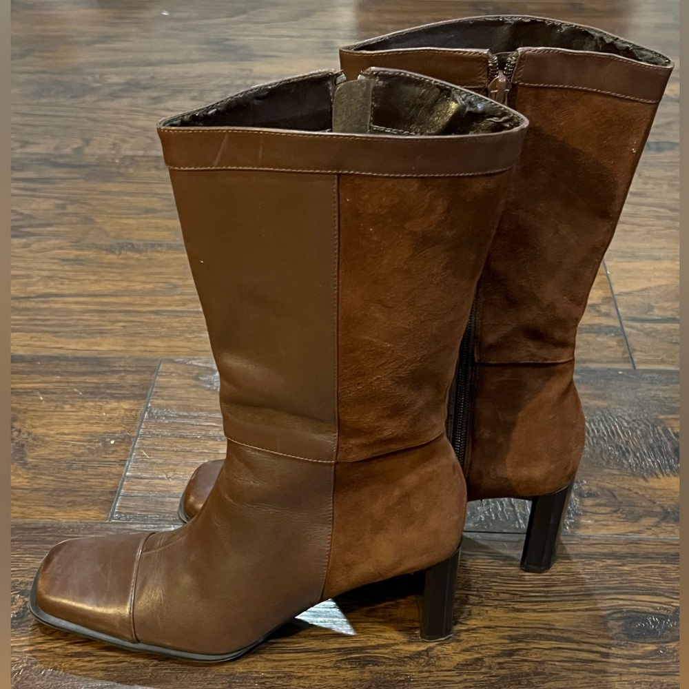 Vintage NATURALIZER Brown Leather/Suede Mid calf Boots Women’s Size 7